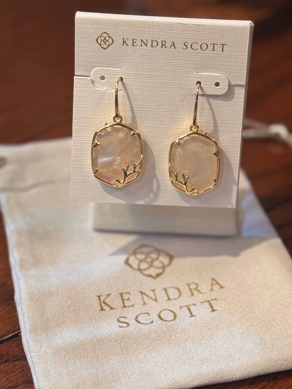 Kendra Scott Gold and Iridescent Opal Drop Earrings